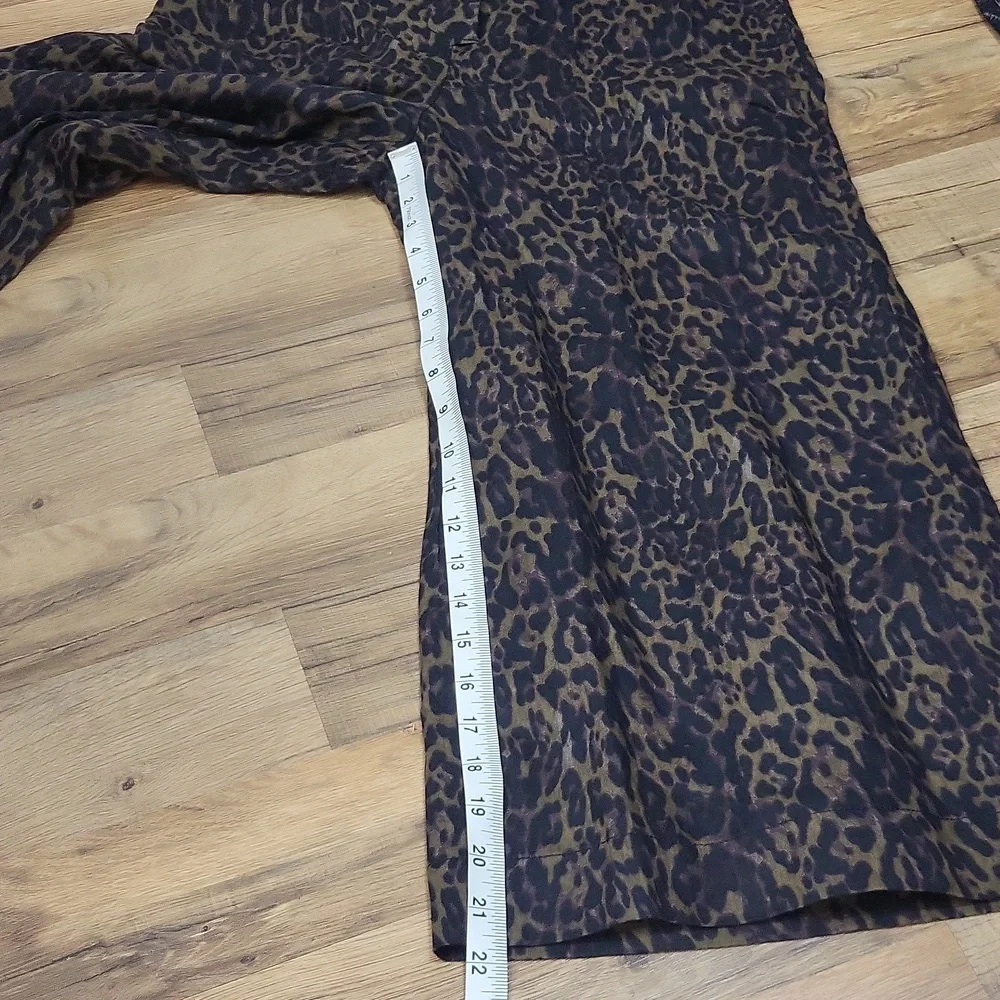 Banana Republic Black Brown Linen Blend Leopard Print Pocket Tie Waist Jumpsuit